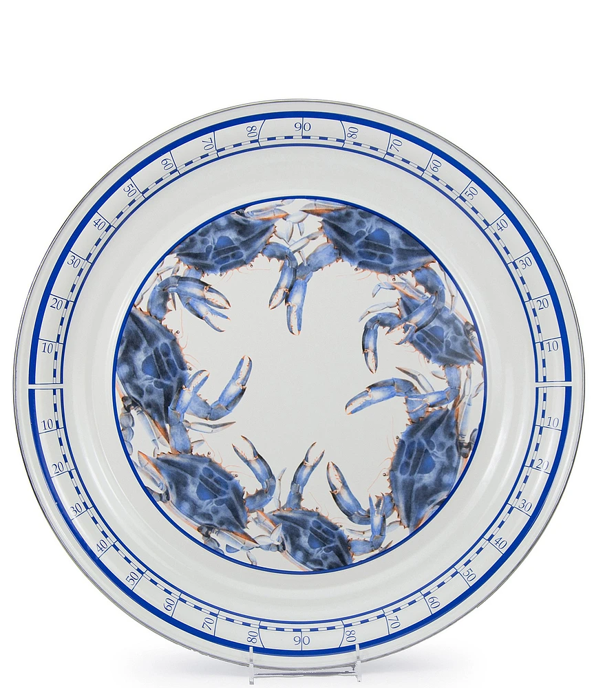 Golden Rabbit Enamelware Blue Crab Collection Large Tray