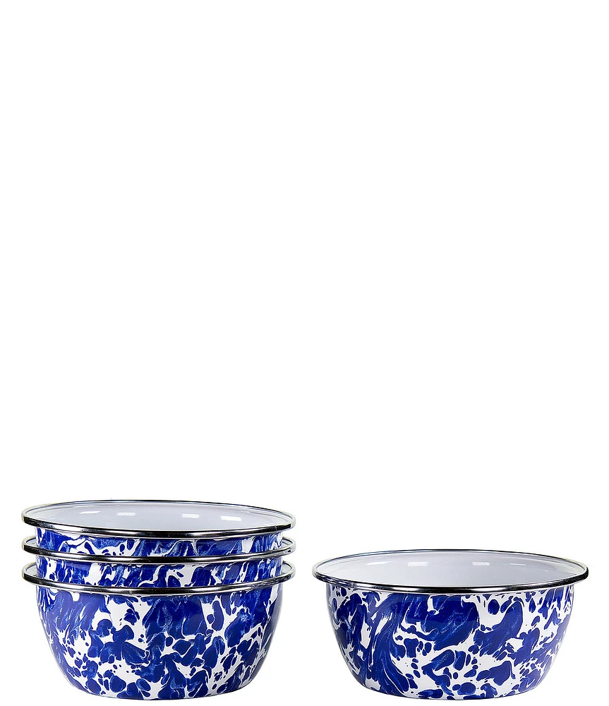Golden Rabbit Enamelware Swirl Salad Bowls, Set of 4