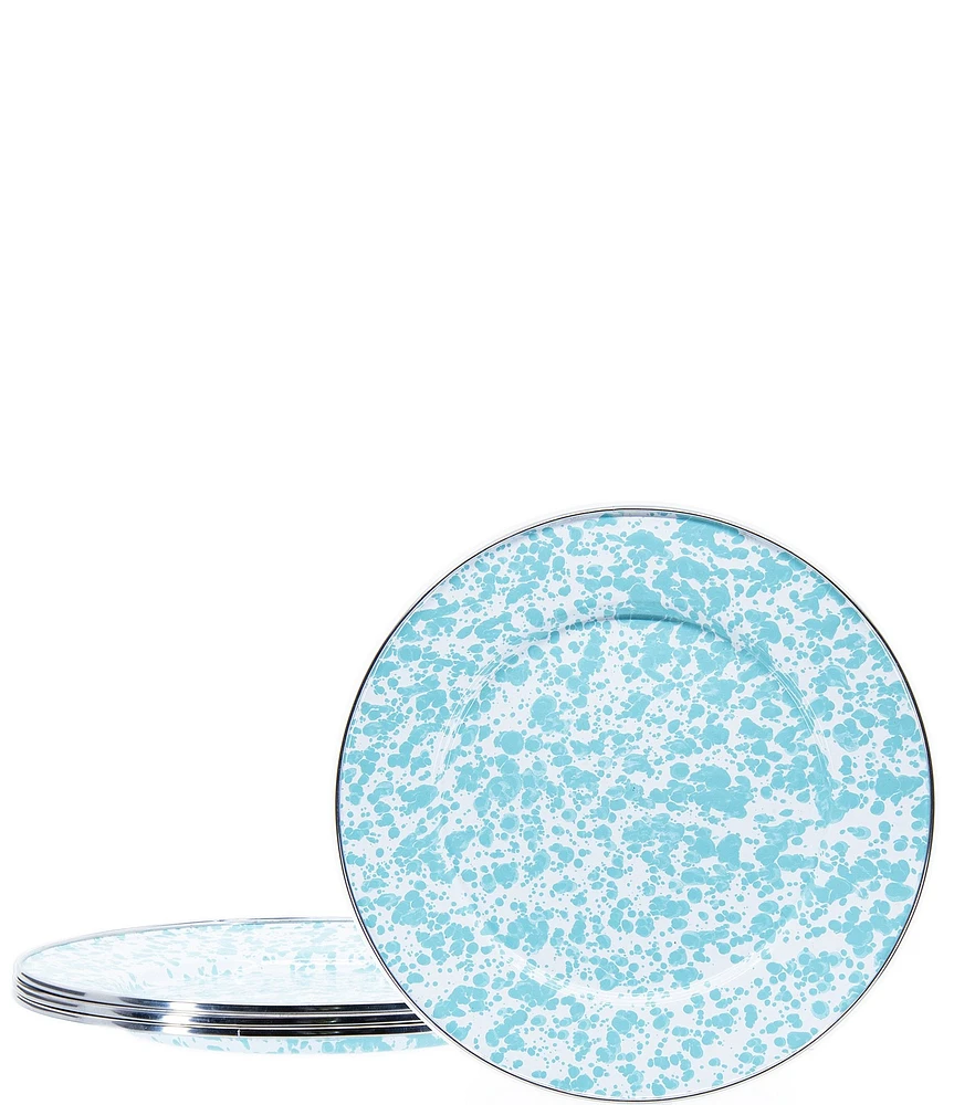 Golden Rabbit Enamelware Swirl Dinner Plates, Set of 4