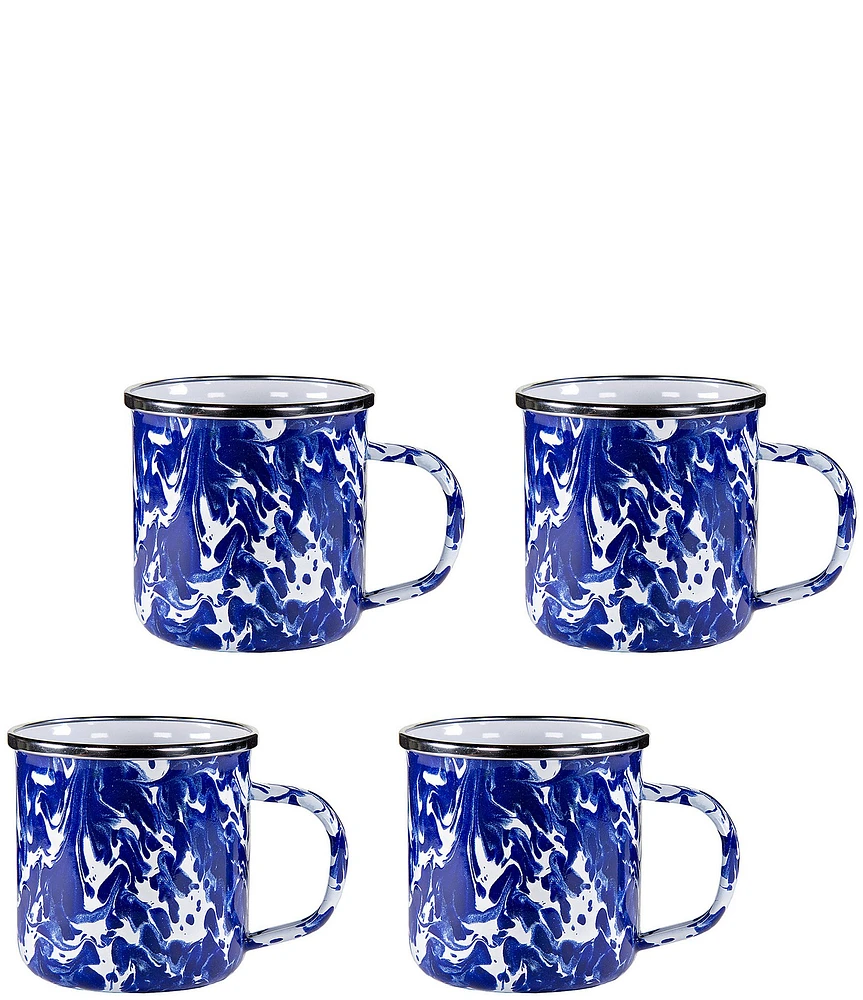 Golden Rabbit Enamelware Swirl Mugs, Set of 4