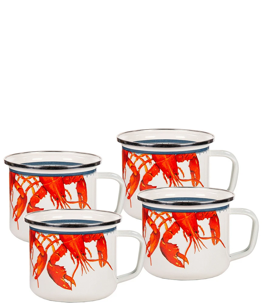 Golden Rabbit Enamelware Lobster Grande Mugs, Set of 4