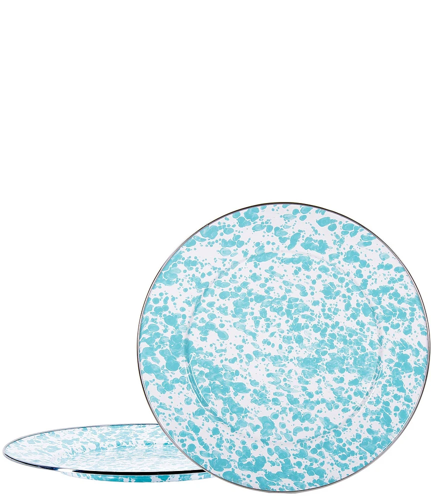 Golden Rabbit Enamelware Swirl Charger Plates, Set of 2