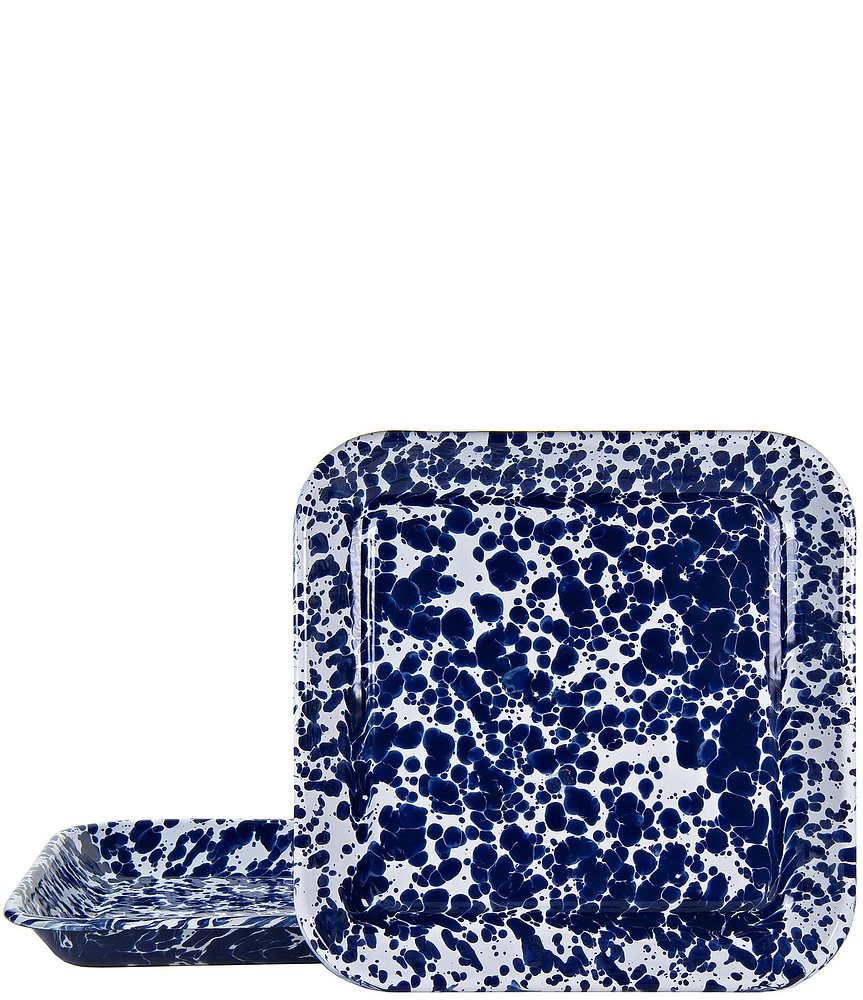 Golden Rabbit Enamelware Swirl Square Trays, Set of 2
