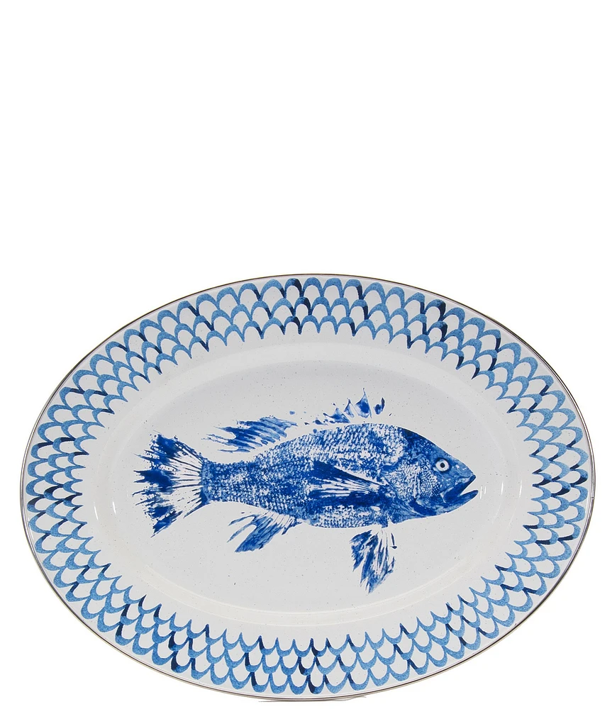 Golden Rabbit Enamelware Fish Camp Oval Platter