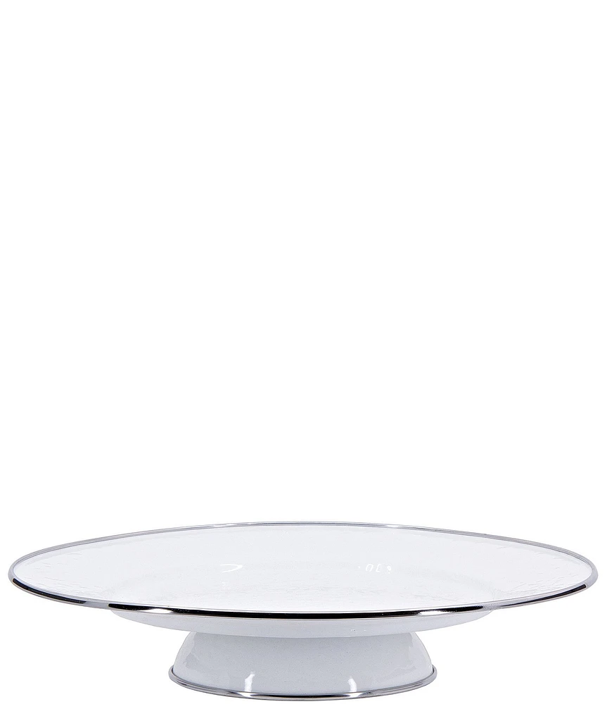 Golden Rabbit Enamelware Solid Texture White Cake Plate