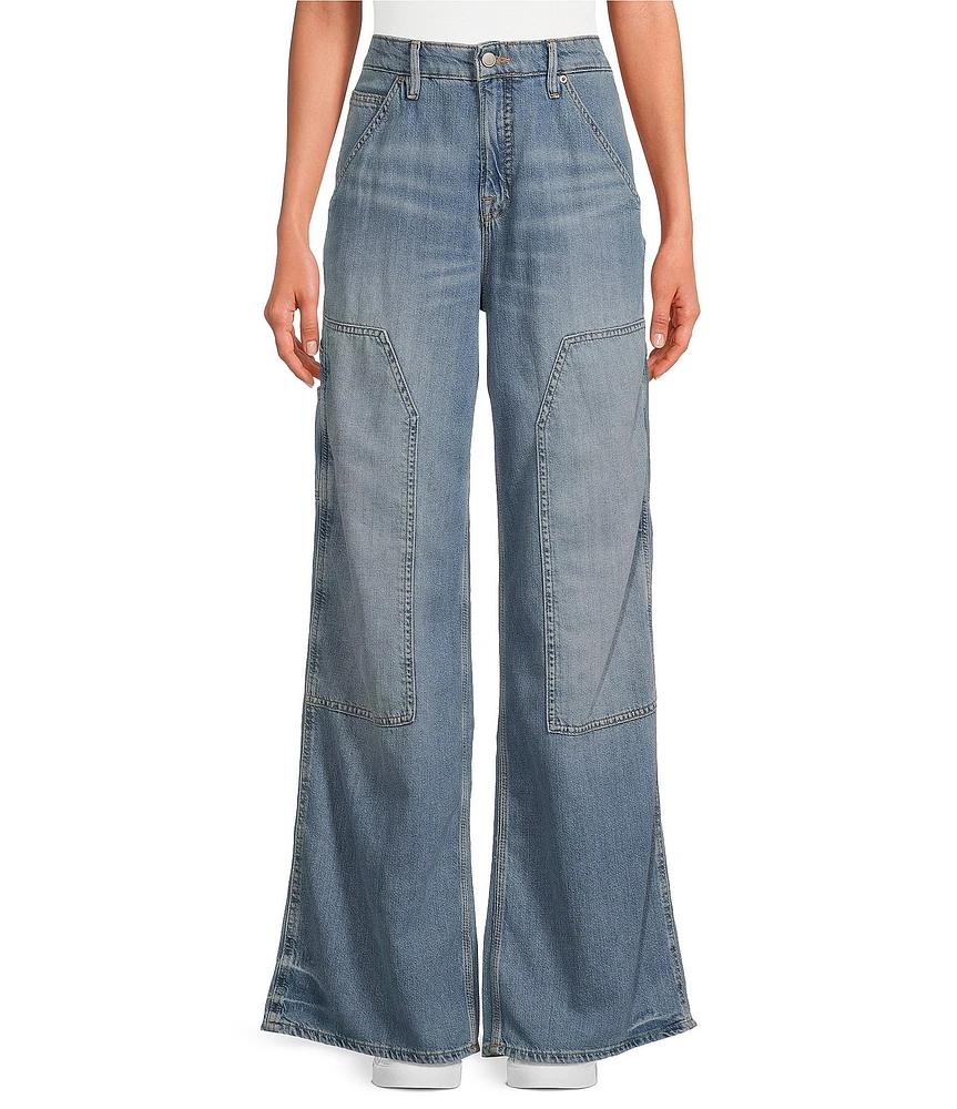 Good American Good Ease Mid-Rise Wide Leg Carpenter Jeans