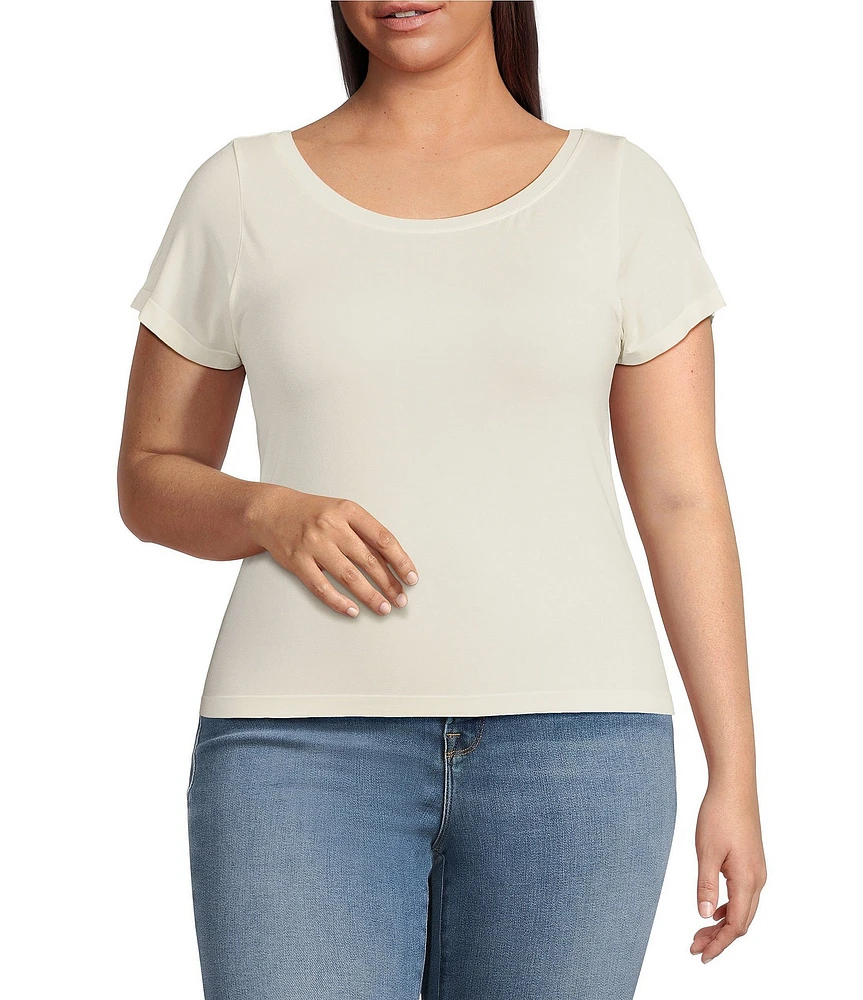 Good American Plus Size Short Sleeve Boatneck Tee