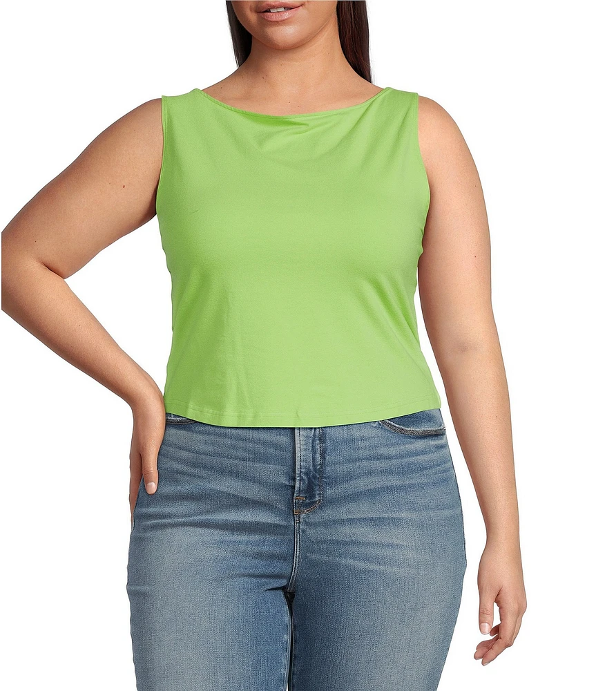 Good American Plus Super Stretch Boat Neck Sleeveless Tank