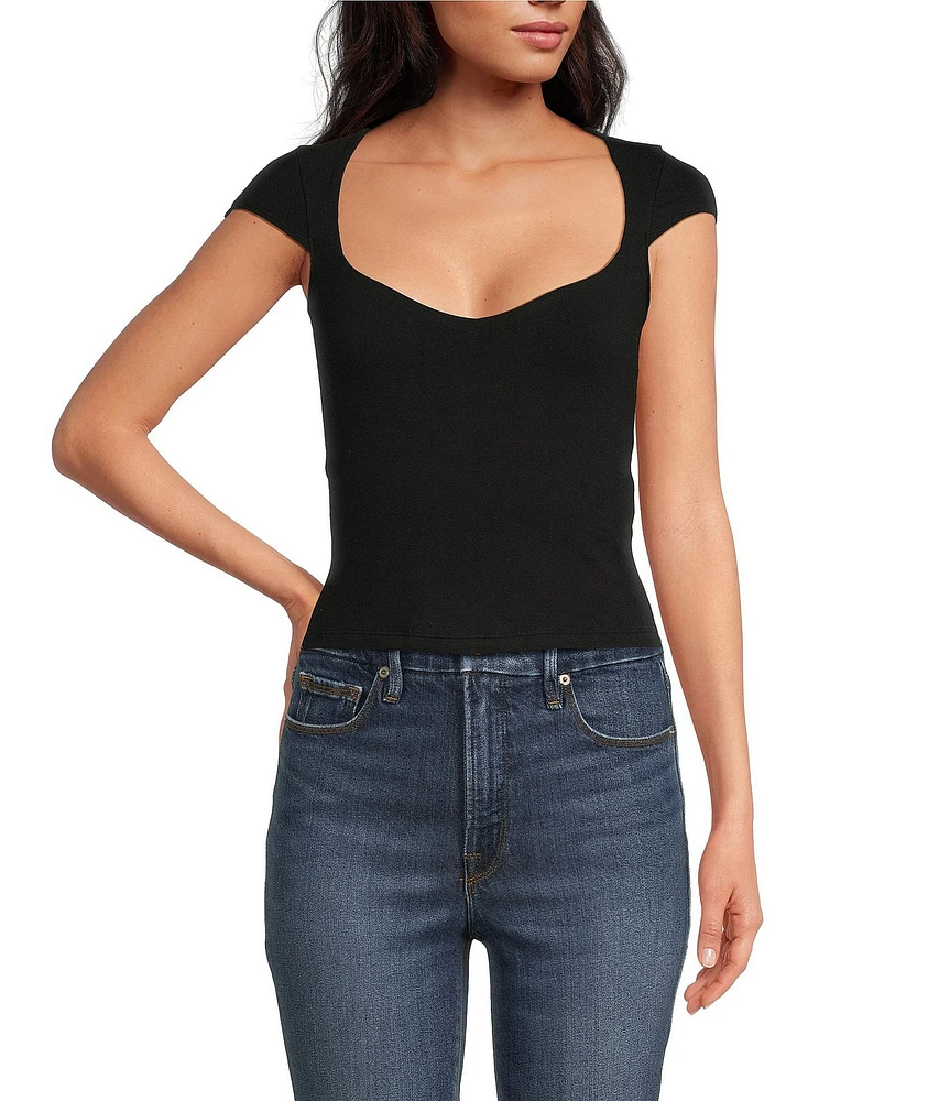 Good American Super Stretch Sweetheart Neck Short Sleeve Tee