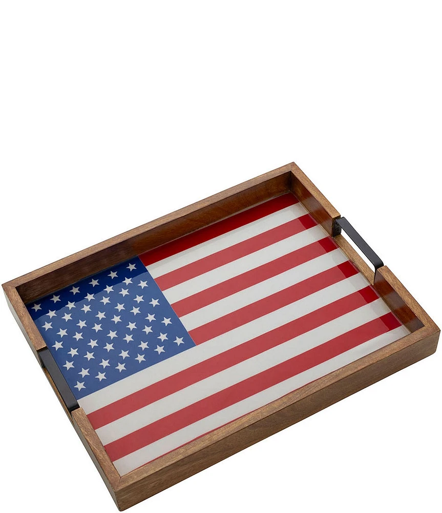 Gourmet Basics by Mikasa Rectangular American Flag Lazy Susan Serving Tray
