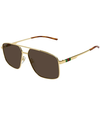 Gucci Men's Details 60mm Navigator Sunglasses