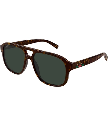 Gucci Men's Gucci Lines 57mm Havana Navigator Sunglasses