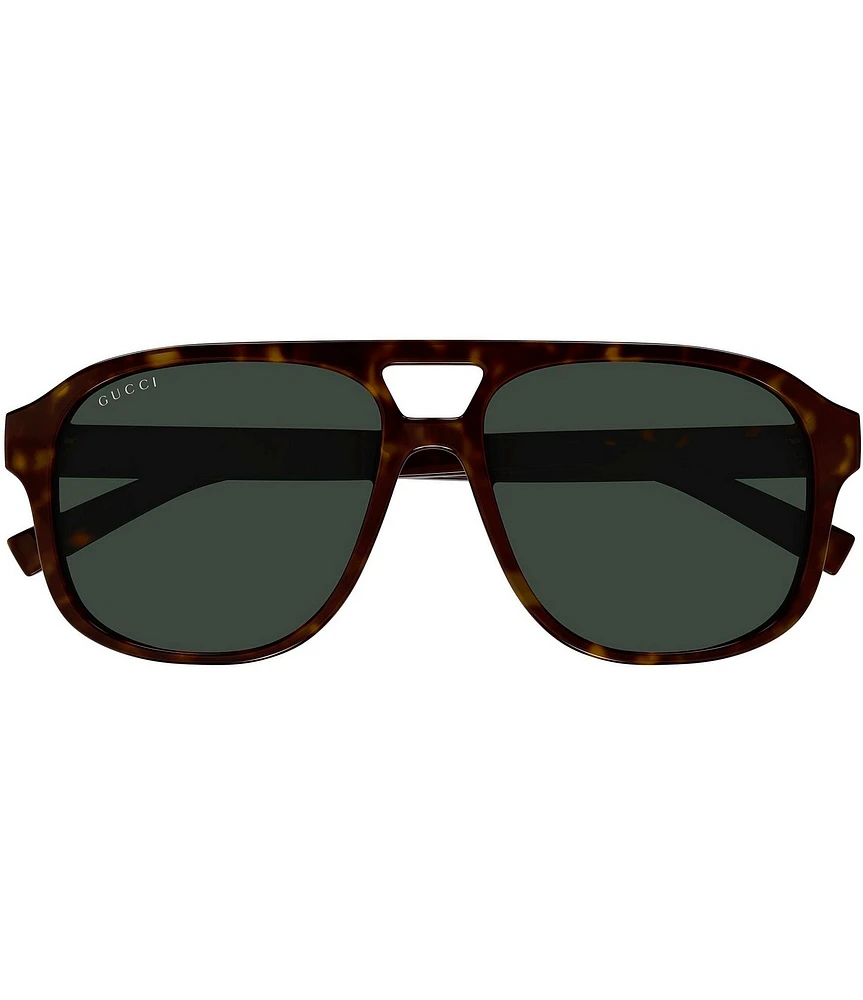 Gucci Men's Gucci Lines 57mm Havana Navigator Sunglasses