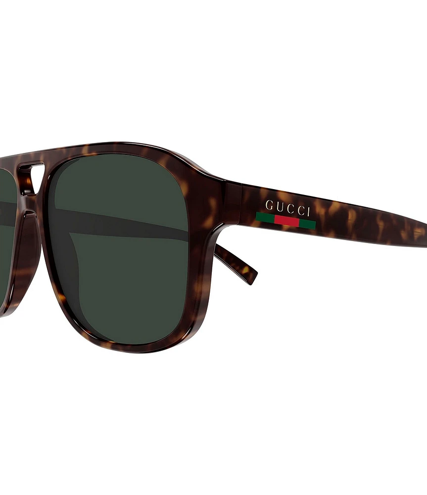 Gucci Men's Gucci Lines 57mm Havana Navigator Sunglasses