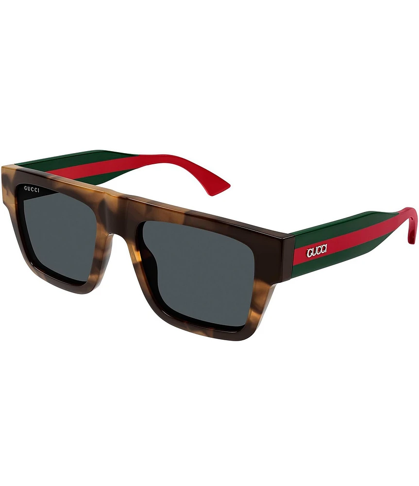 Gucci Men's New Pop Web 53mm Havana Square Sunglasses