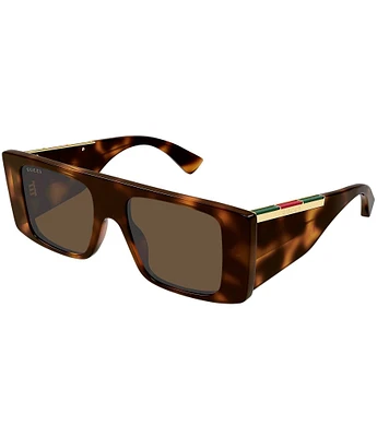 Gucci Men's Subtle Web 50mm Havana Square Sunglasses