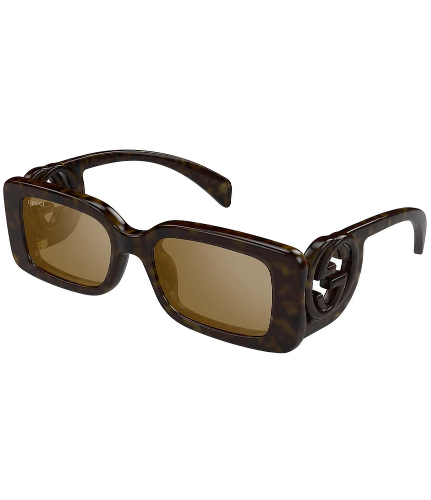 Gucci Women's Chaise Lounge 54mm Havana Rectangle Flash Sunglasses