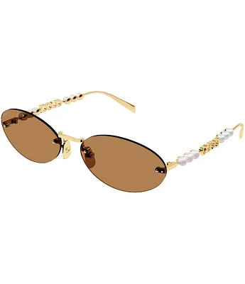 Gucci Women's Fashion Show 62mm Oval Pearl Detail Statement Sunglasses