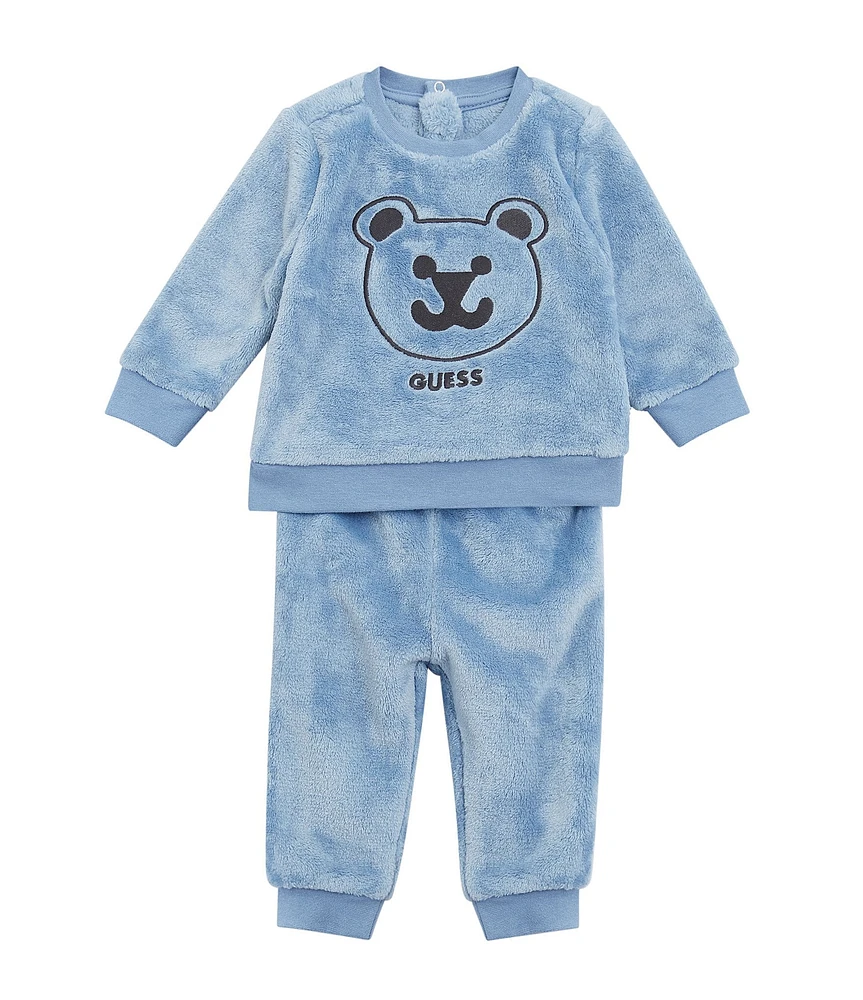 Guess Baby Boys Long Sleeve Brushed Velour Active Top & Pant Set