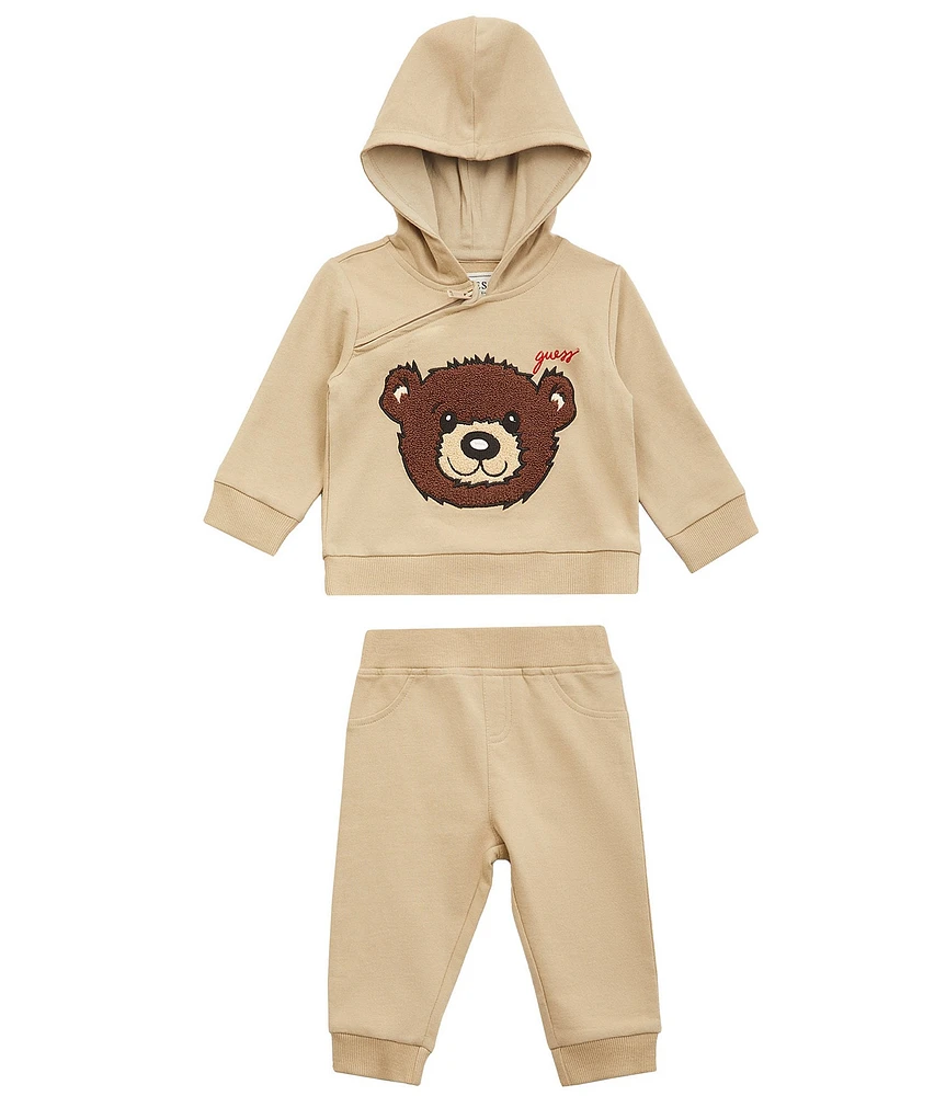 Guess Baby Boys Organic Cotton Long Sleeve Active Zip Hooded Top & Jogger Pant Set