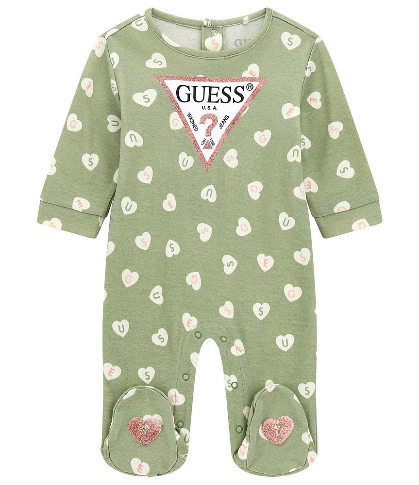 Guess Baby Girl Interlock Heart Triangle Logo Coverall