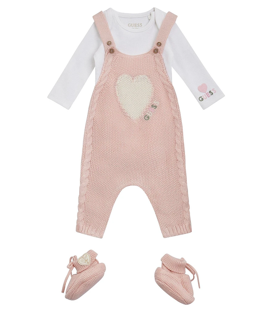 Guess Baby Girl Long Sleeve Sweater Coverall & Booties Set