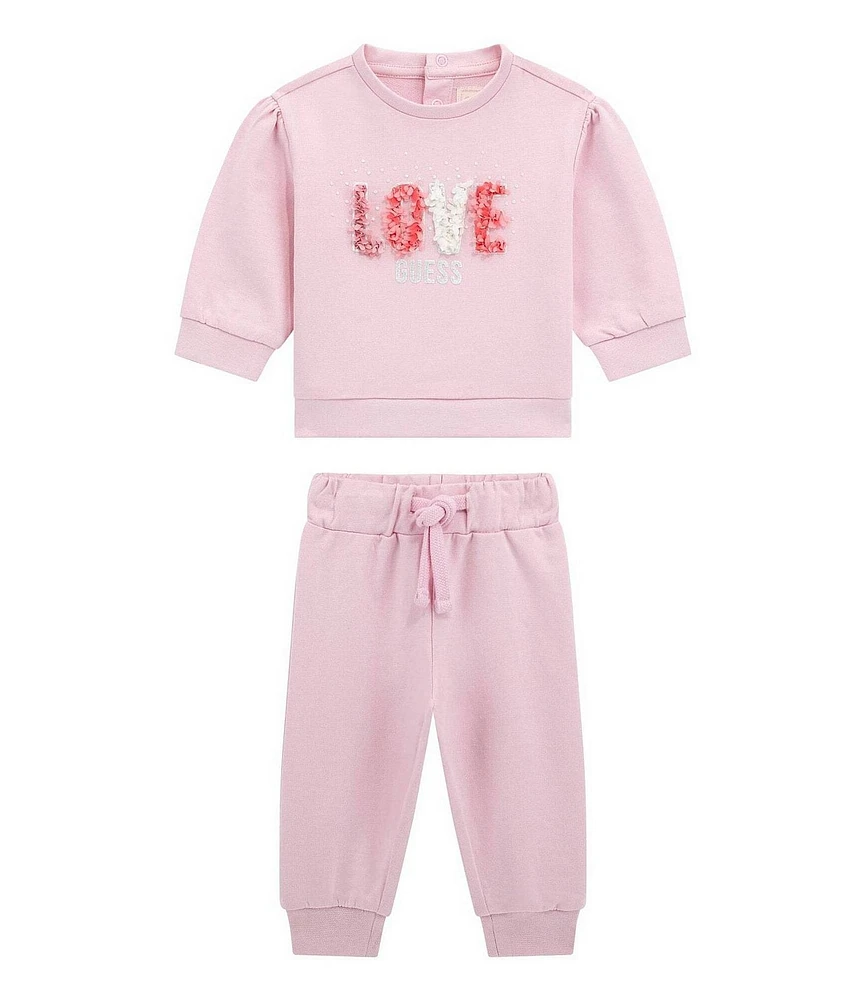 Guess Baby Girls Long Sleeve Active Love Top & Pants 2-Piece Set