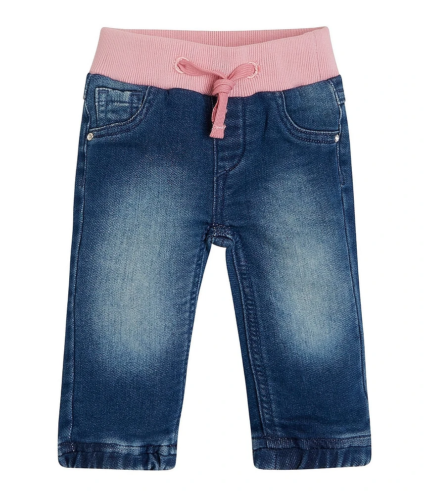 Guess Baby Girls Ribbed-Waist Denim Jogger Pants