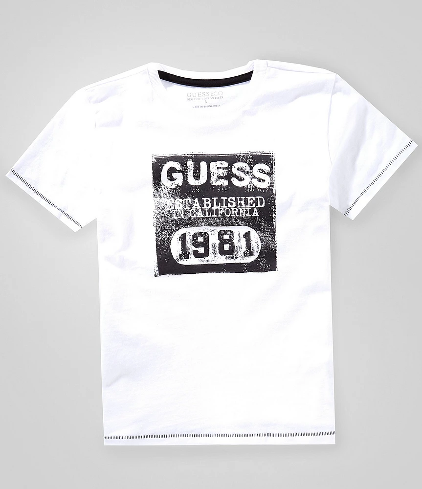 Guess Big Boys Short Sleeve Solid Graphic Print T-Shirt