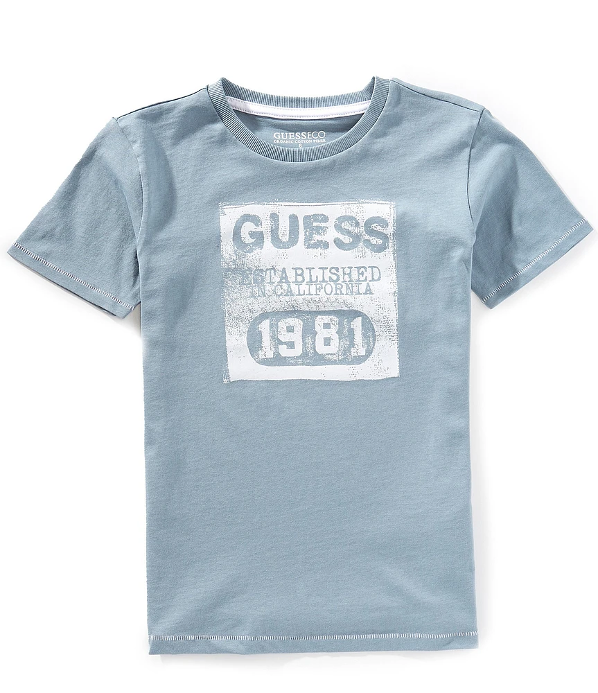 Guess Big Boys Short Sleeve Solid Graphic Print T-Shirt