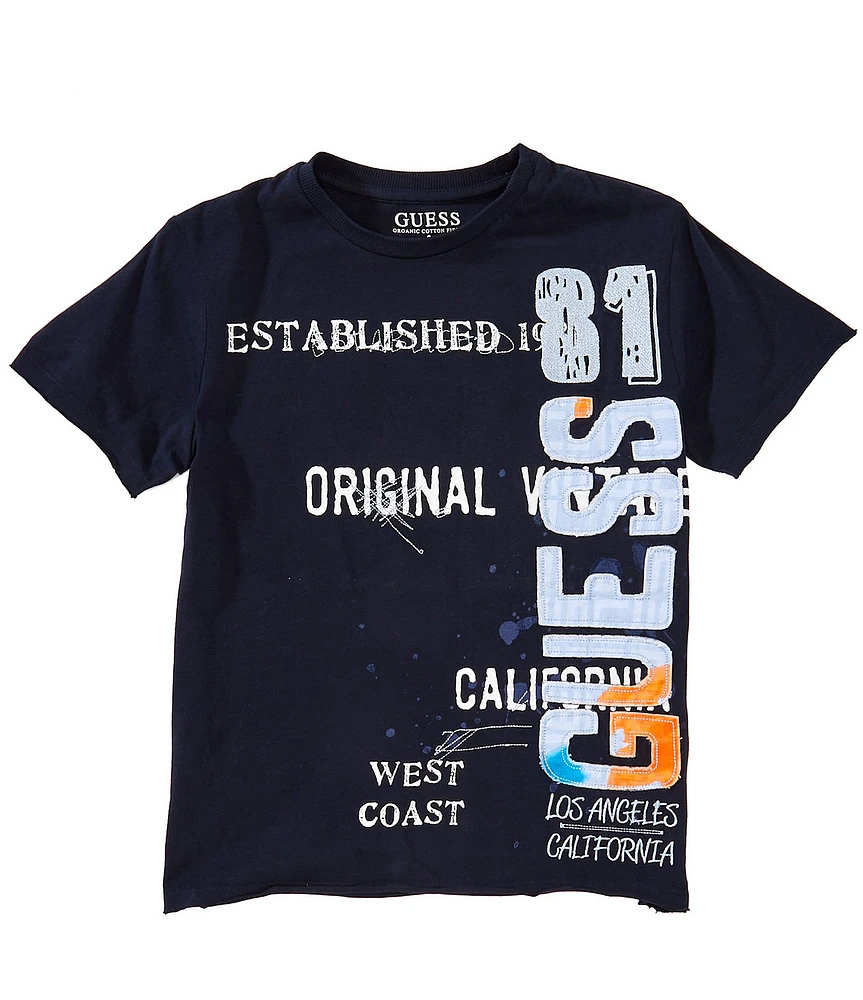 Guess Big Boys Short Sleeve Side Guess Embroidered Graphic T-Shirt
