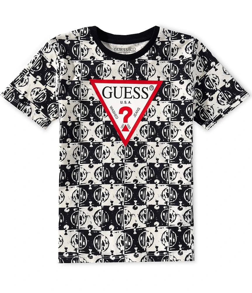 Guess Big Boys Short Sleeve Checker Guess Logo T-Shirt