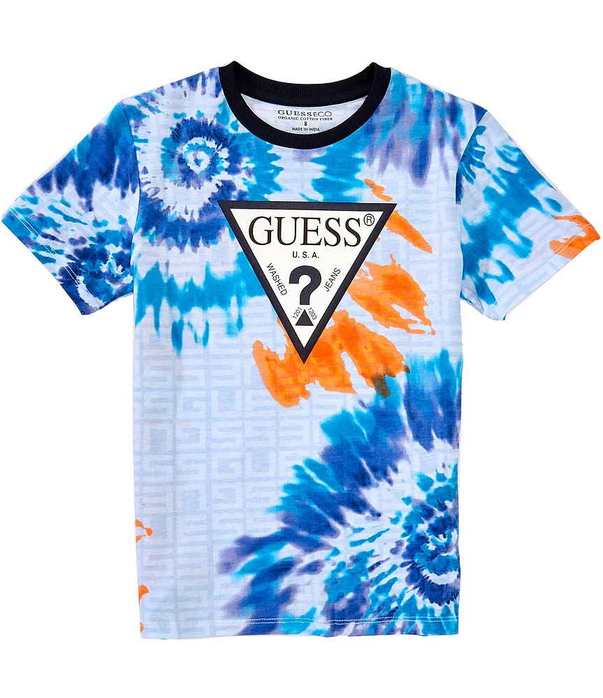 Guess Big Boys Short Sleeve Tie-Dye Triangle Guess T-Shirt