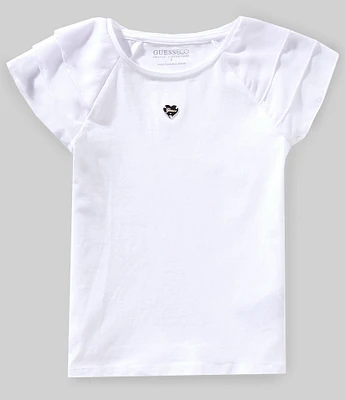 Guess Big Girls Chiffon Ruffle-Sleeve Knit Top