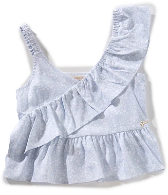 Guess Big Girls One-Shoulder Printed Poplin Tank Top
