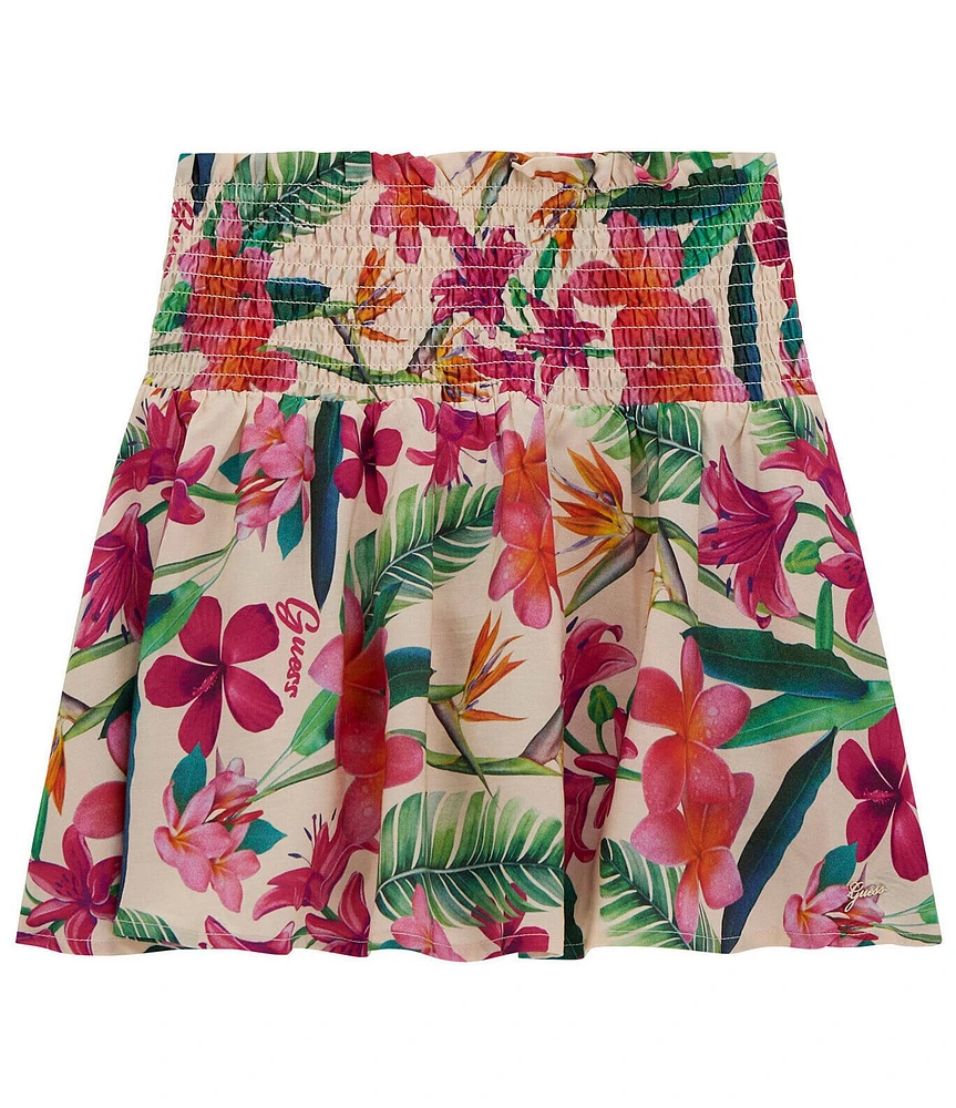 Guess Big Girls Poplin Tropical Floral Print Mini Skirt