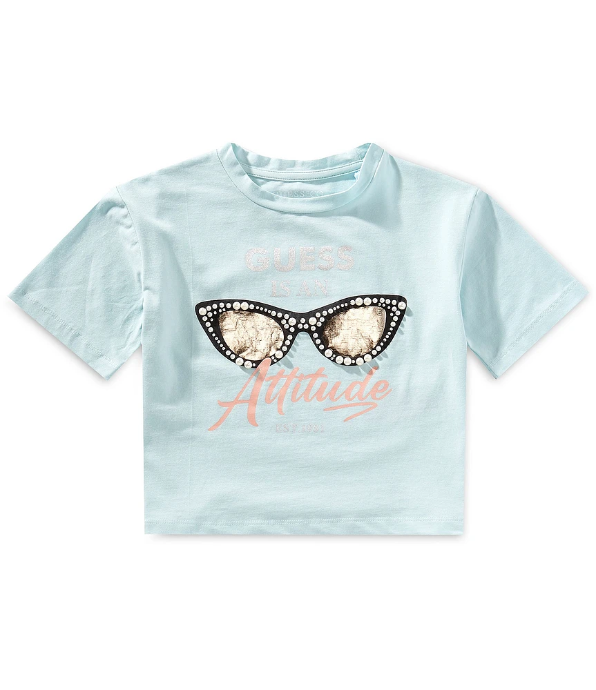 Guess Big Girls Short Sleeve Glasses Screen Printed T-Shirt