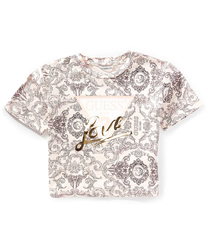 Guess Big Girls Triangle-Shaped-Graphic/Logo Printed T-Shirt