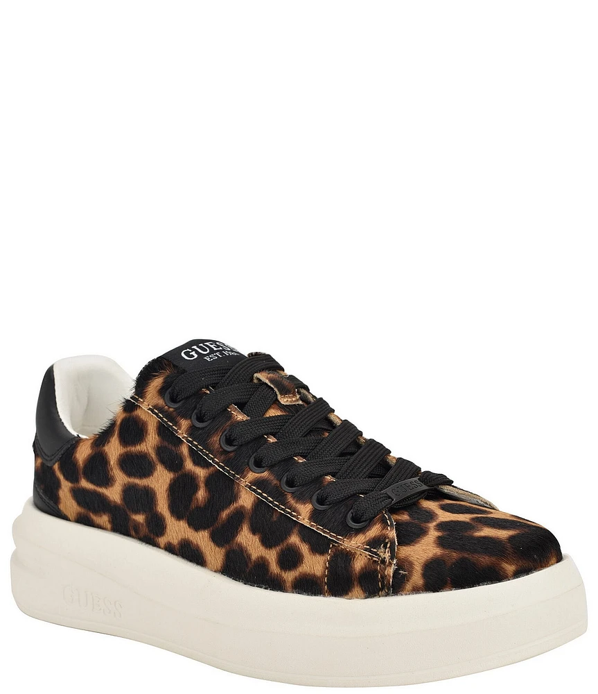 Guess Elbinah Leopard Print Faux Fur Platform Sneakers