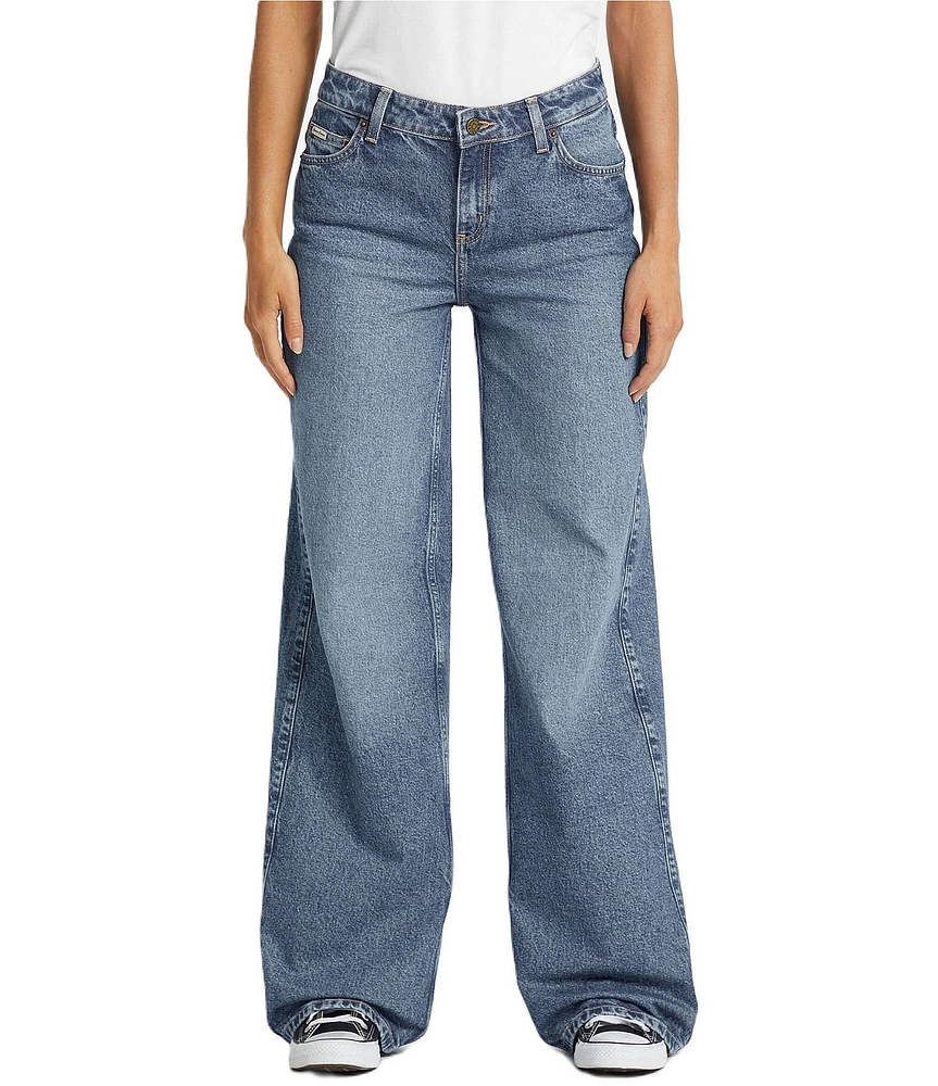 Guess Mid Rise Wide Leg Denim Jeans