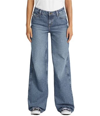 Guess Mid Rise Wide Leg Denim Jeans