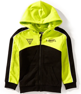 Guess Little Boys Long-Sleeve Color Block Zip-Front Unbrushed Fleece Hoodie Jacket