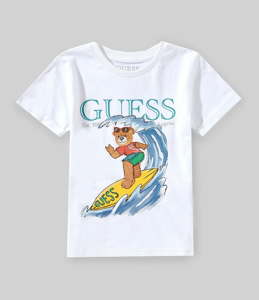 Guess Little Boys Short Sleeve Bear Surfing Graphic T-Shirt