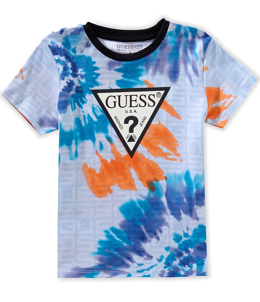 Guess Little Boys Short Sleeve Tie Dye Triangle Guess T-Shirt