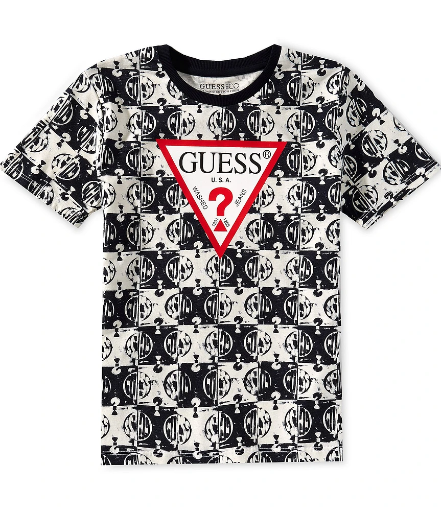 Guess Little Boys Short Sleeve Logo Checker Guess T-Shirt