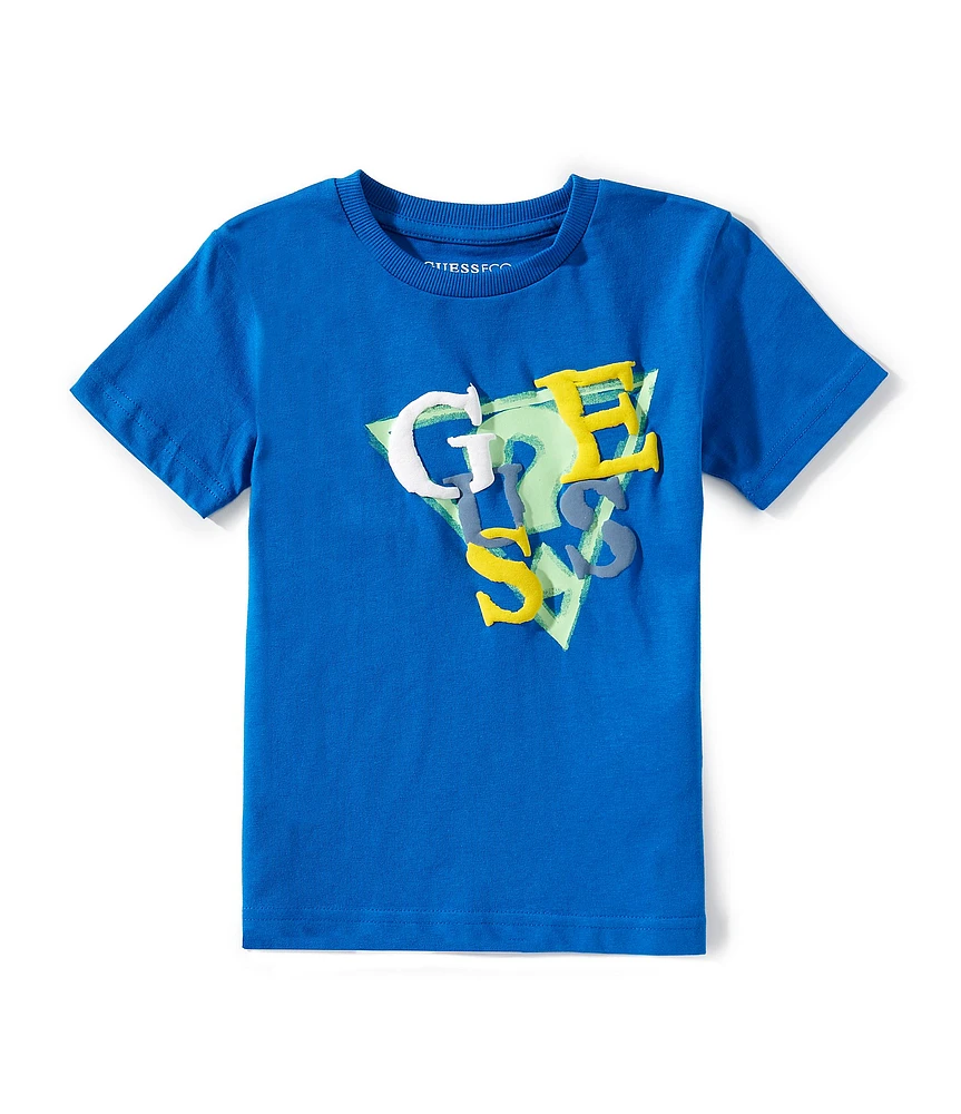 Guess Little Boys Short Sleeve Triangle Graphic Guess T-Shirt