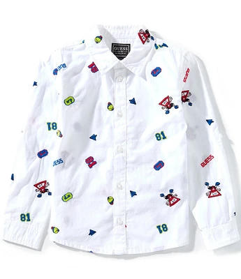 Guess Little Boys Long-Sleeve Embroidered Poplin Shirt