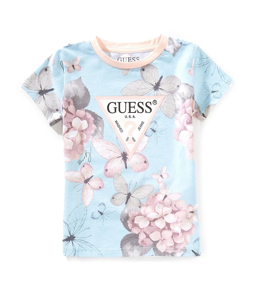 Guess Little Girls Short Sleeve Printed Logo-Graphic T-Shirt
