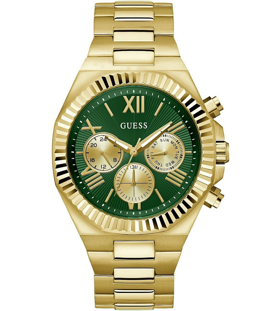 Guess Men's Multifunction Gold Tone Stainless Steel Bracelet Watch