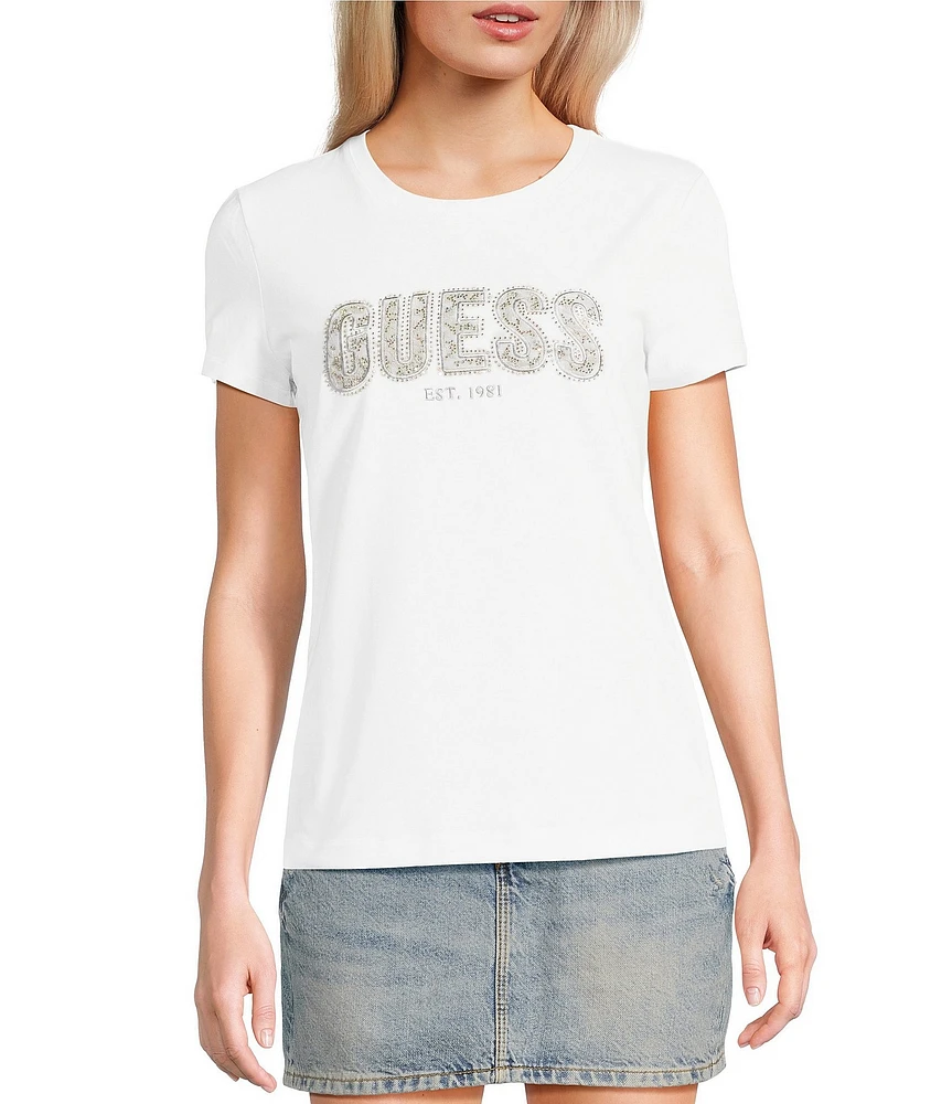 Guess Short Sleeve Graphic Logo Lace T-Shirt